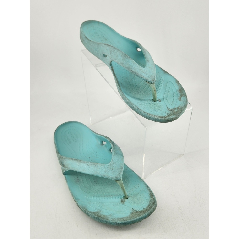 Crocs Kadee II Flip Flops Womens 9 Light Blue Thong Sandals Slip On‎ Casual